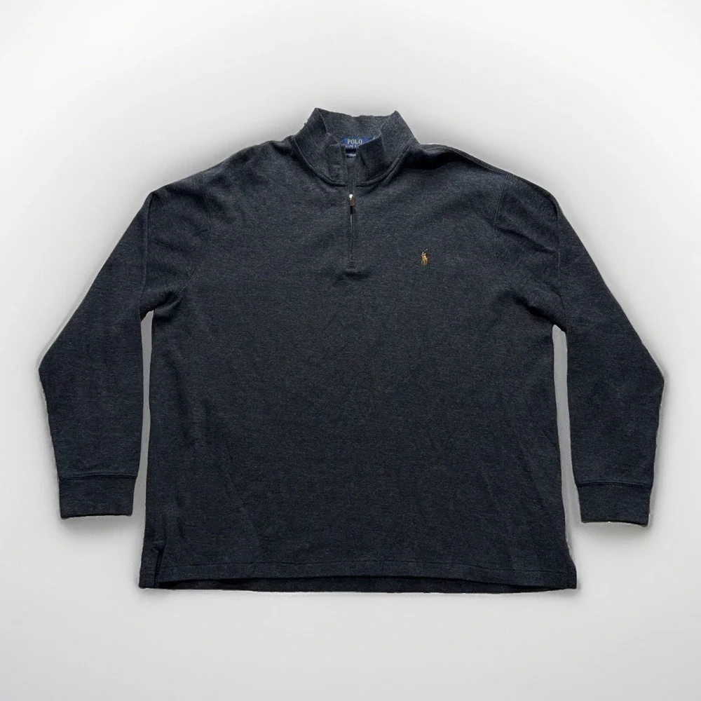 Polo Ralph Lauren 1/4 Zip Men's 2XB Estate Rib Grey Pullover Sweater Jacket Knit